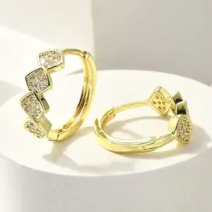 Brass Clear Cubic Zirconia Hoop Earrings