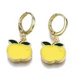 Brass Enamel Huggie Hoop Earrings