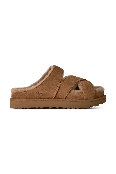 UGG Semišové pantofle UGG W Greenport Cross Strap Slide