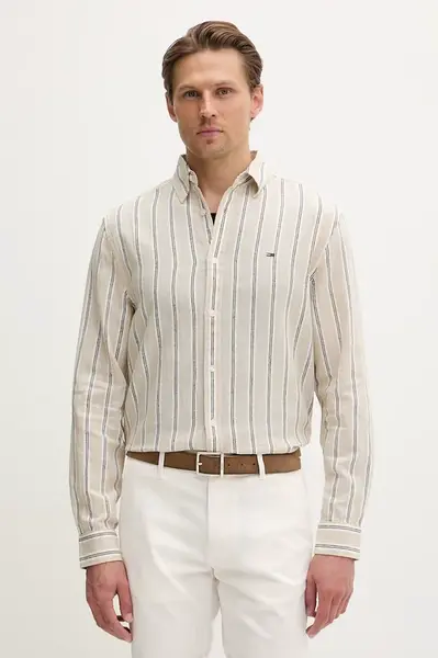 Tommy Jeans košile pánská se lnem