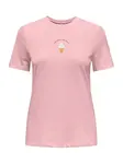 ONLY Tričko 'ONLFOODIE'  karamelová / tmavohnedá / pitaya / biela