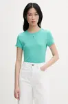 Tommy Jeans basic tričko dámske bavlnené s elastanom