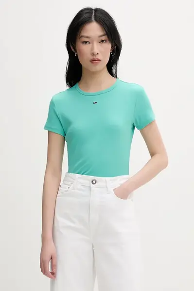 Tommy Jeans basic tričko dámske bavlnené s elastanom