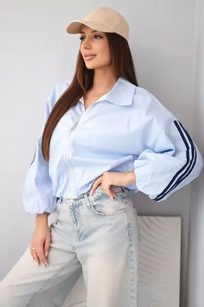 Kesi jarná dámska bunda na zips s pruhmi