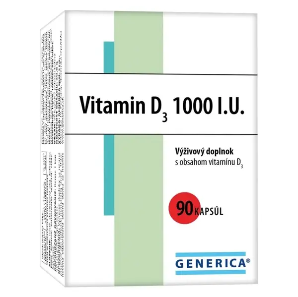 GENERICA Vitamín D3 1000 I.U. 90 kapsúl