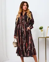 Resti Black and brown patterned women's maxi dress
