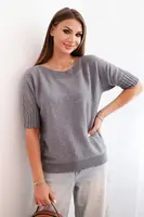 Kesi Włoski Dámský svetr z viskózy s krátkým rukávem šedý