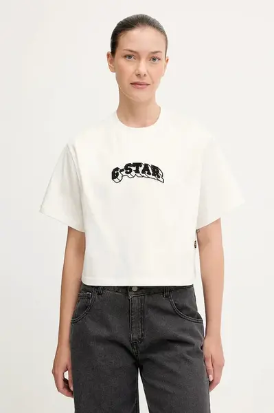 Bavlněné tričko G-Star dámské, béžová barva, D26921.C336