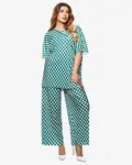 Resti Green women's pleated patterned set - Clothing