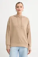 Mikina BOSS Orange C_Efelpa1 dámská, béžová barva, s kapucí, hladká, 50551451