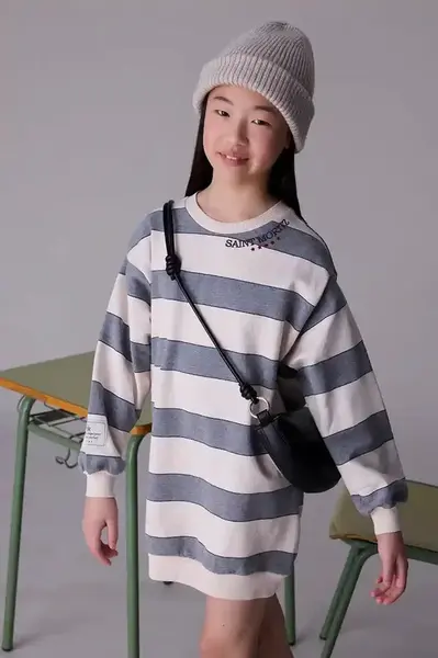 Dívčí šaty Mayoral šedá barva, midi, oversize, 7913