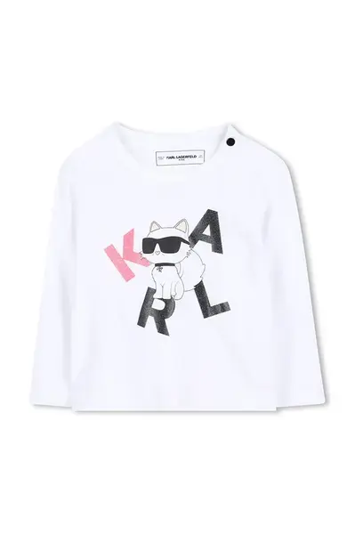 Dětské bavlněné tričko s dlouhým rukávem Karl Lagerfeld