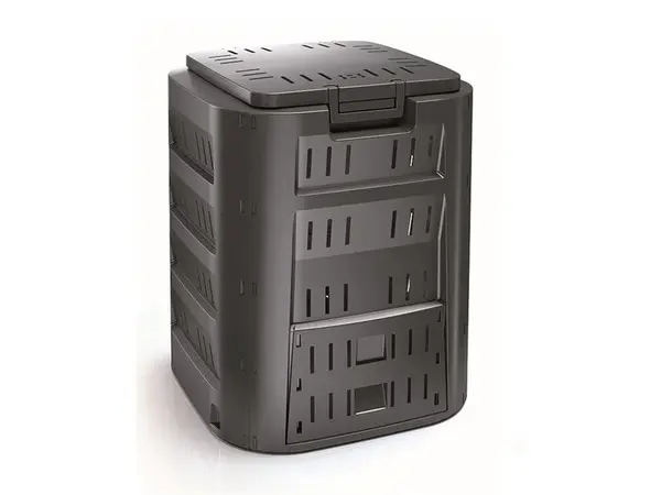 Kompostér COMPOGREEN 320l černý - zánovní / bez náhradních dílů / prasklina na horní části bočnice