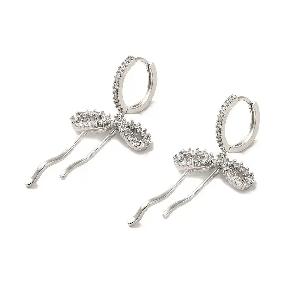 Brass Micro Pave Clear Cubic Zirconia Huggie Hoop Earrings for Women