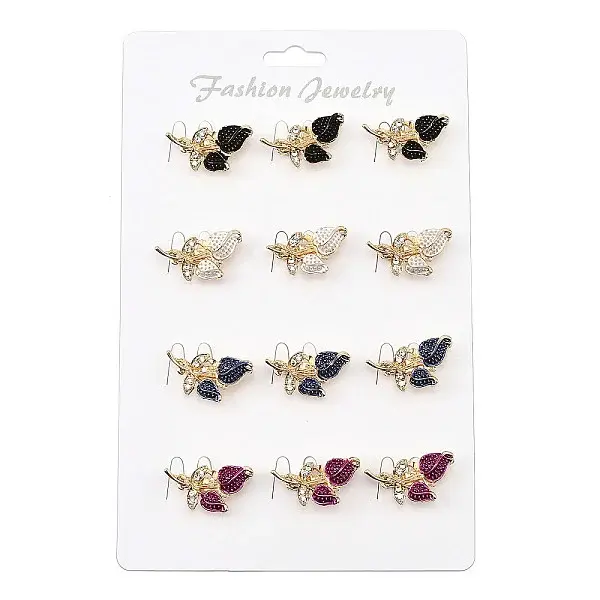 12Pcs 4 Colors Rose Shape Enamel Pins