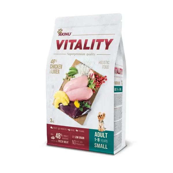 Akinu VITALITY kuřecí & játrové granule pro psy malých plemen 3 kg