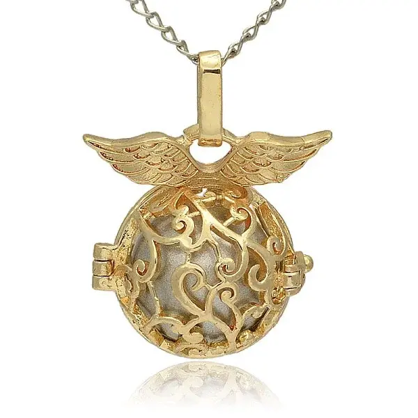 Golden Tone Brass Hollow Round Cage Pendants