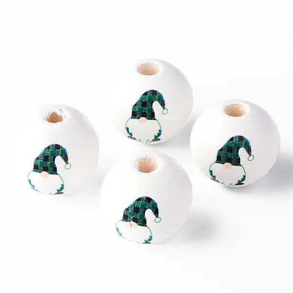 Painted Natural Wood Round Beads