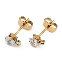 Ion Plating(IP) 304 Stainless Steel Cubic Zirconia Stud Earring Findings