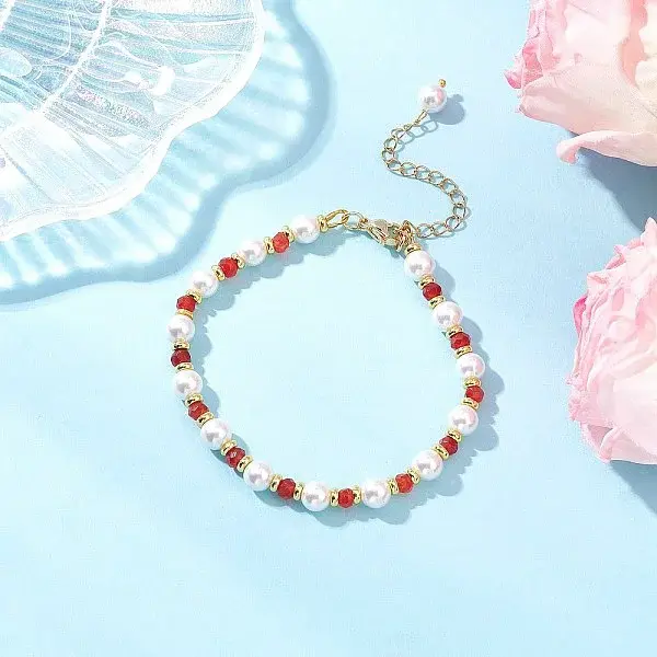 Shell Pearl & Dyed Natural Malaysia Jade Round Beaded Bracelets for Women