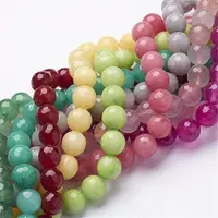 Natural White Jade Gemstone Bead Strands