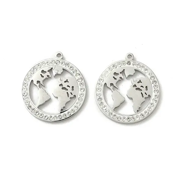304 Stainless Steel Rhinestone Pendants