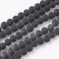 Natural Black Stone Bead Strands