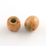 Barrel Printed Natural Wood Large Hole Beads