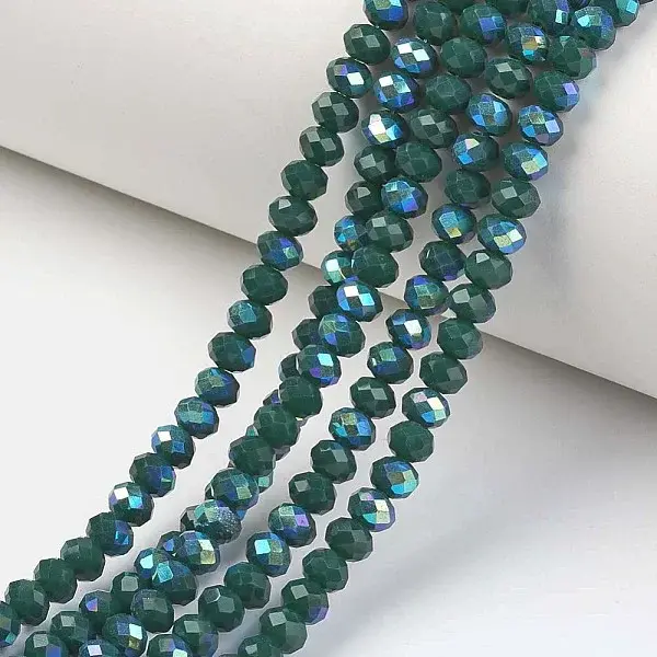 Electroplate Opaque Solid Color Glass Beads Strands