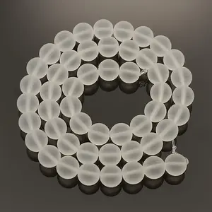 Frosted Transparent Round Glass Beads Strands