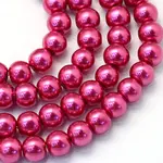 Baking Painted Pearlized Glass Pearl Round Bead Strands