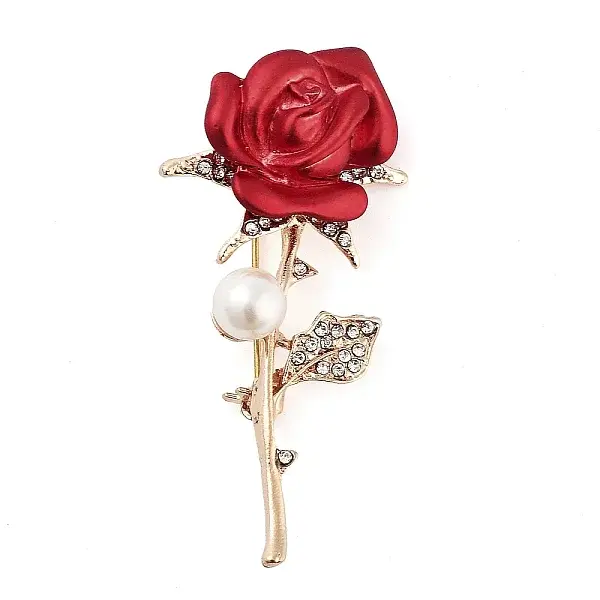 Valentine's Day Rose Zinc Alloy Crystal Rhinestone Brooches
