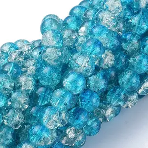 Baking Paint Crackle Glass Beads Strands