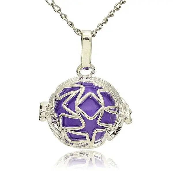 Silver Color Plated Brass Hollow Round Cage Pendants