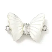 Brass Pave Clear Cubic Zirconia Butterfly Connector Charms