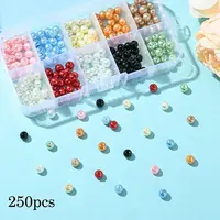 250Pcs 10 Colors Baking Painted Pearlized Glass Pearl Round Beads