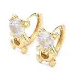 Clear Cubic Zirconia Bear Hoop Earrings