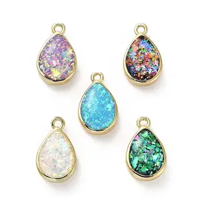 Brass Pendants with Synthetic Opal