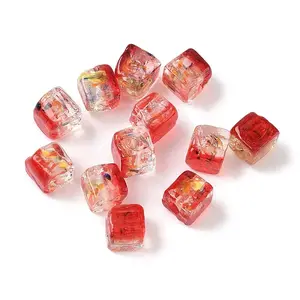 Baking Painted Handmade Gold Sand Lampwork Beads