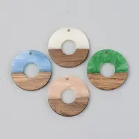 Opaque Resin & Walnut Wood Pendants