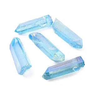 Dyed Nuggets Natural Electroplated Crystal Pendants