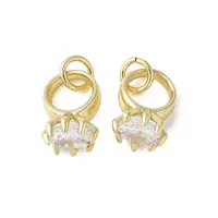 Brass Micro Pave Cubic Zirconia Charms