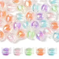 32Pcs UV Plating Rainbow Iridescent Acrylic Beads