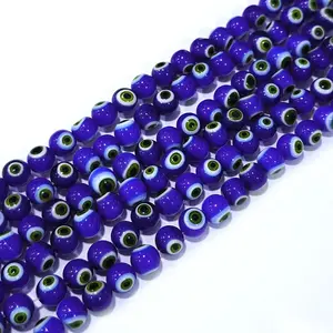 Handmade Evil Eye Lampwork Round Bead Strands