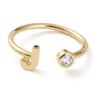 Brass Micro Pave Clear Cubic Zirconia Cuff Rings