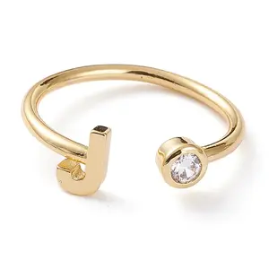 Brass Micro Pave Clear Cubic Zirconia Cuff Rings