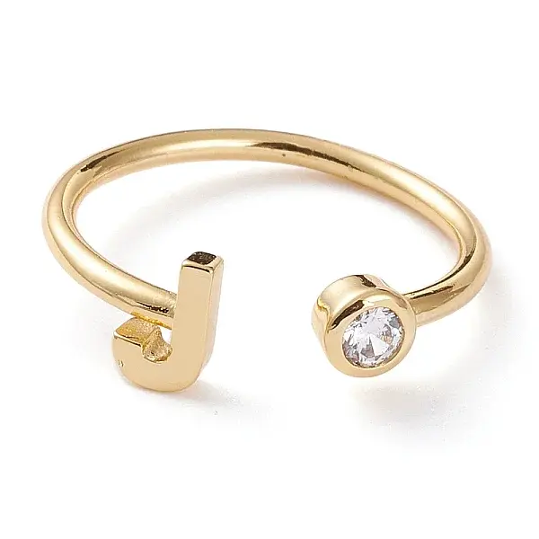 Brass Micro Pave Clear Cubic Zirconia Cuff Rings