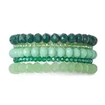 5Pcs 5 Styles Faceted Round Glass Beaded Stretch Bracelet Sets