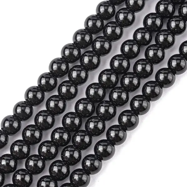 Synthetic Black Stone Beads Strands
