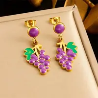 304 Stainless Steel Grape Dangle Stud Earrings
